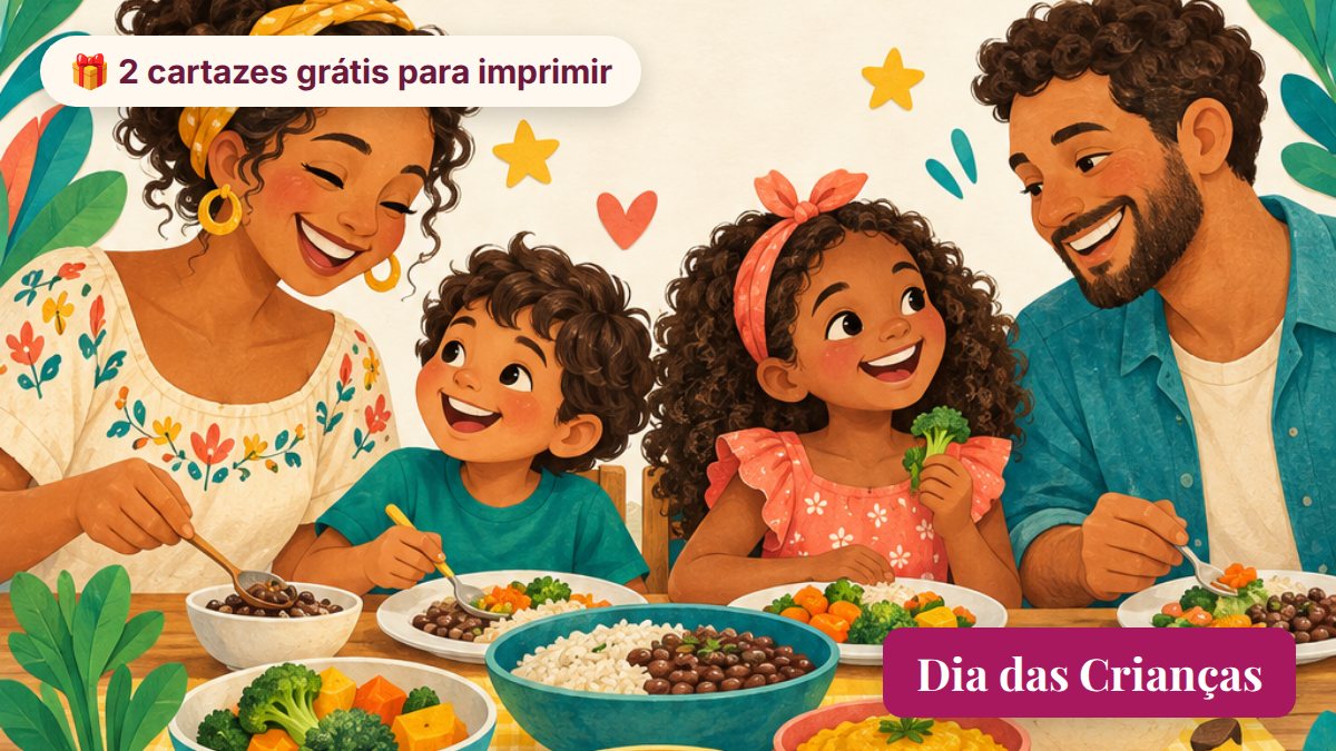Dia das Crianças: brincadeiras à mesa e cartazes grátis