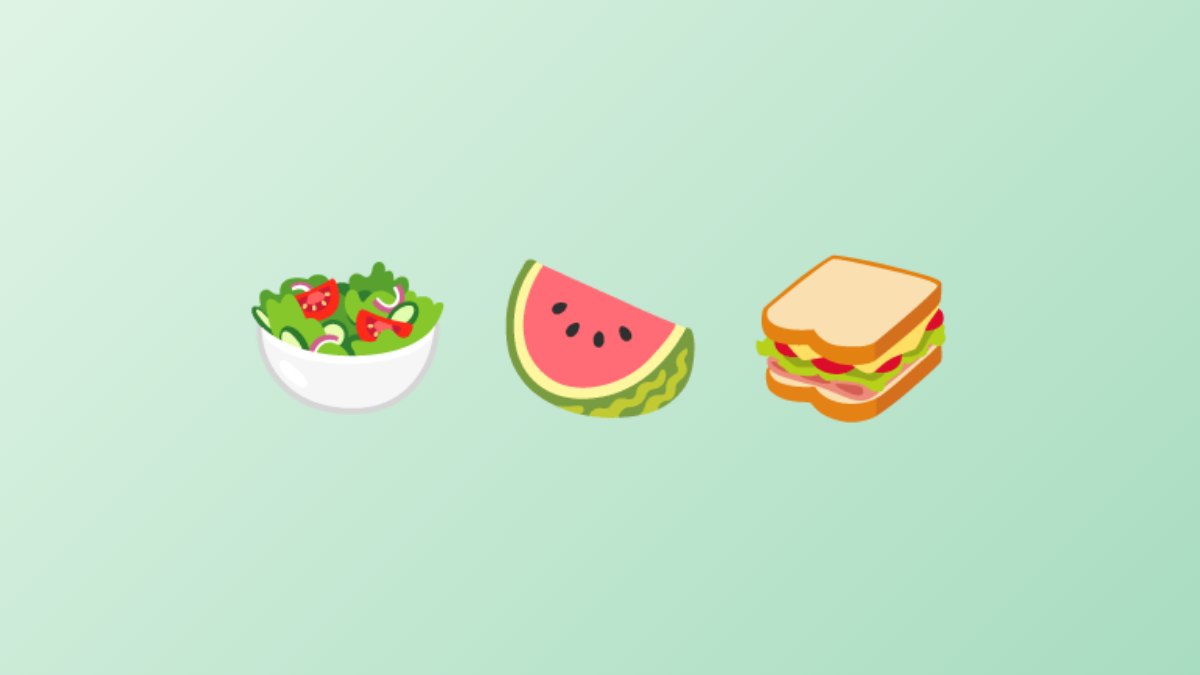 Salada, melancia e sanduíche